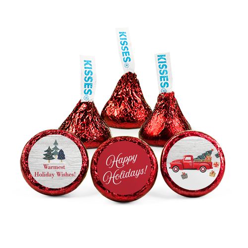 Personalized Happy Holidays Red Truck Hershey's Kisses