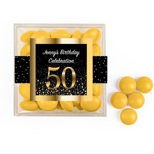 Personalized Milestone 50th Elegant Birthday Bash JUST CANDY® favor cube with Just Candy Milk Chocolate Minis