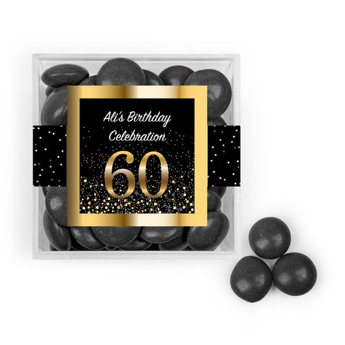 Personalized Milestone 60th Elegant Birthday Bash JUST CANDY® favor cube with Just Candy Milk Chocolate Minis