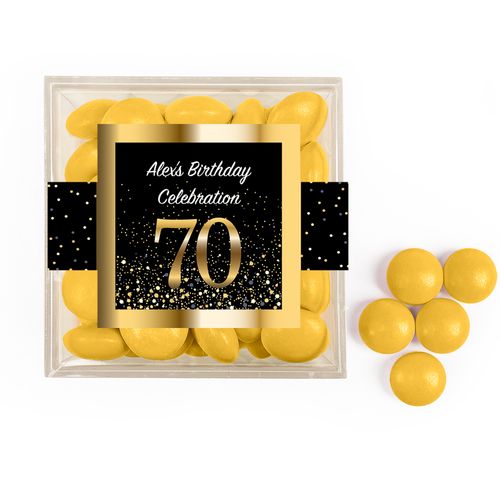 Personalized Milestone 70th Elegant Birthday Bash JUST CANDY® favor cube with Just Candy Milk Chocolate Minis