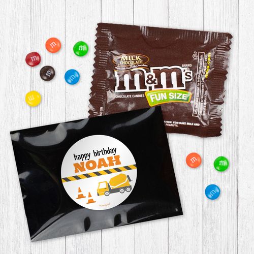 Personalized Kids Birthday Construction Chocolate M&Ms Favor Bag