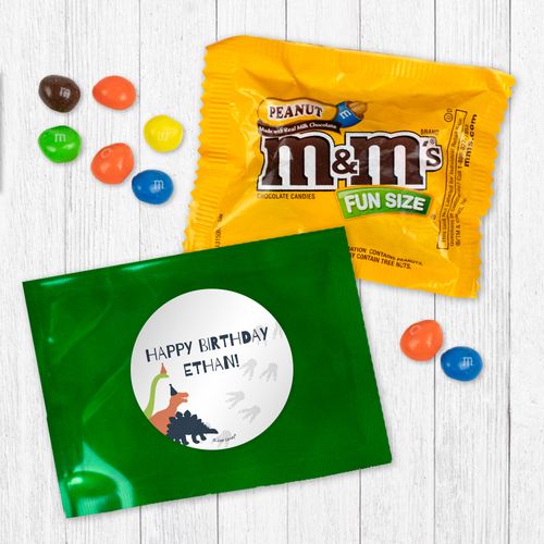 Personalized Kids Birthday Dinosaurs Chocolate M&Ms Favor Bag