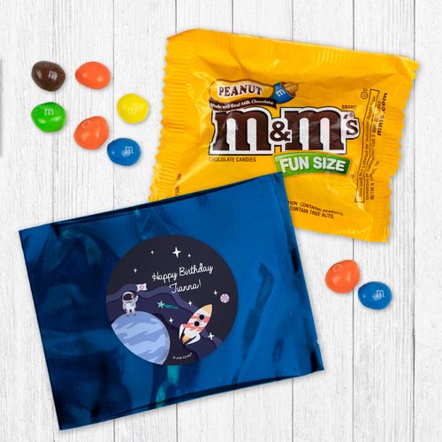 Personalized Kids Birthday Out of this World Space Chocolate M&Ms Favor Bag