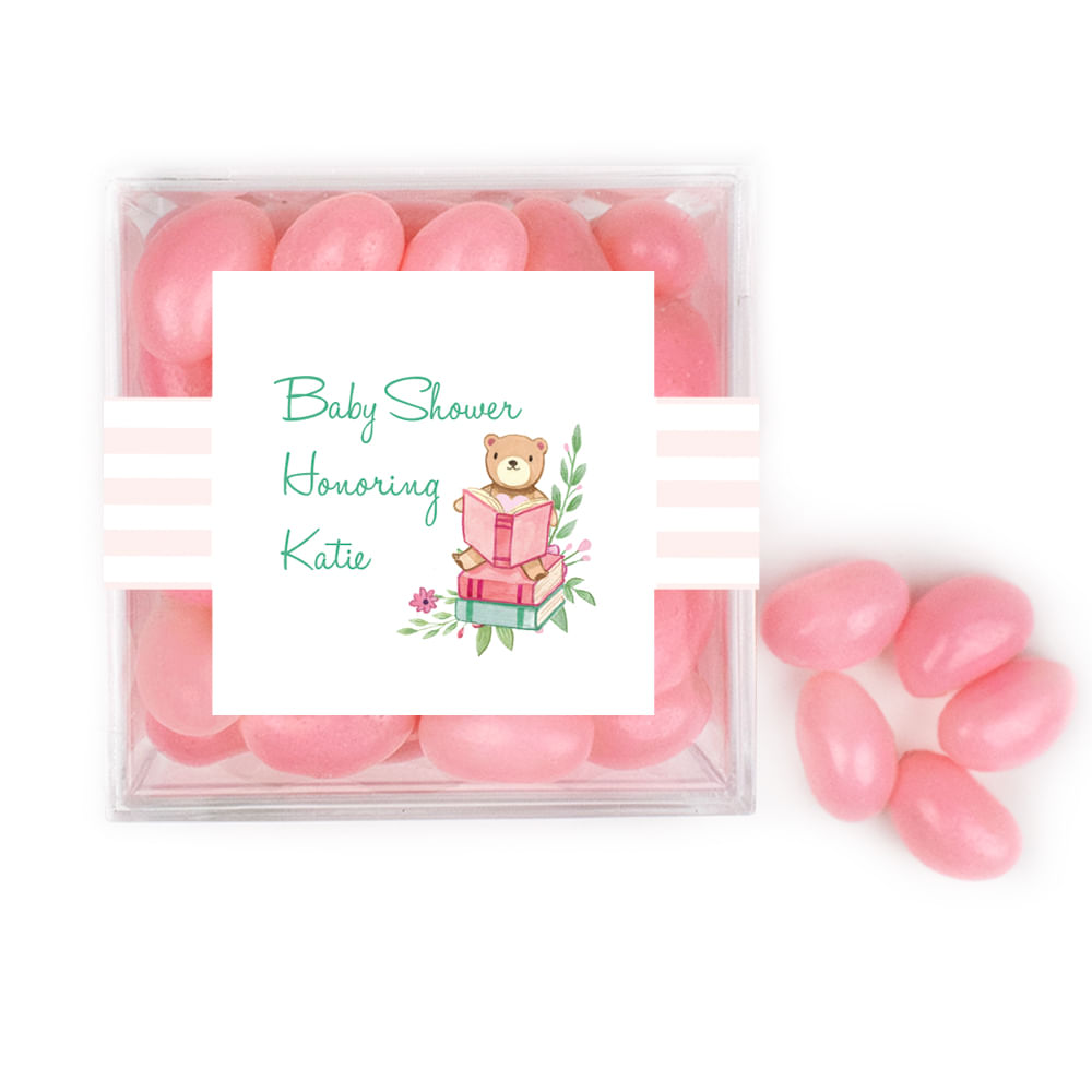 Personalized Baby Shower Story Time JUST CANDY® favor cube with Jelly