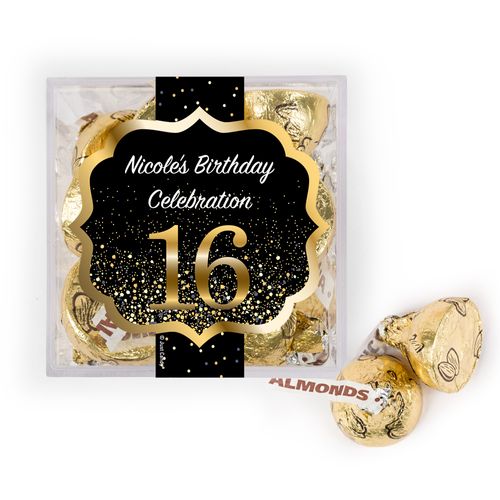 Personalized Sweet 16 Elegant Birthday Bash JUST CANDY® favor cube with Hershey's Kisses