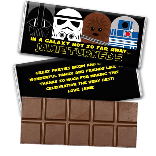 Personalized Youth Birthday Galactic Empire Belgian Chocolate Bar & Wrapper