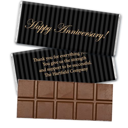 Employee Anniversary Personalized Belgian Chocolate Bar Formal Gold and Pinstripes