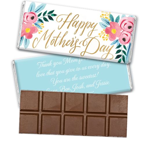 Personalized Bonnie Marcus Mother's Day Floral Belgian Chocolate Bar & Wrapper