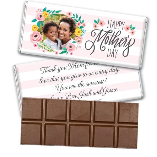 Personalized Bonnie Marcus Mother's Day Floral Embrace Belgian Chocolate Bar & Wrapper