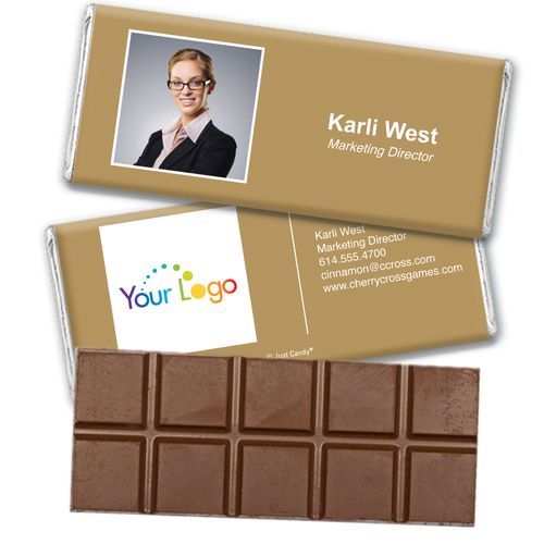 Personalized Business Promotional Business Card Headshot Belgian Chocolate Bar & Wrapper