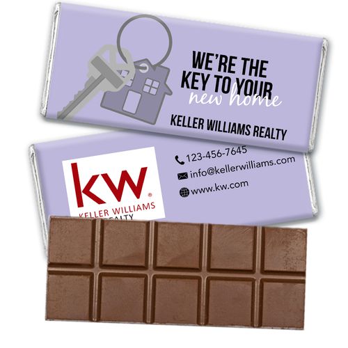 Personalized Business Promotional New Home Keys Belgian Chocolate Bar & Wrapper