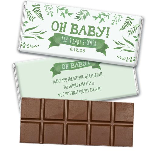 Personalized Oh Baby With Plants Belgian Chocolate Bar Baby Shower Favor