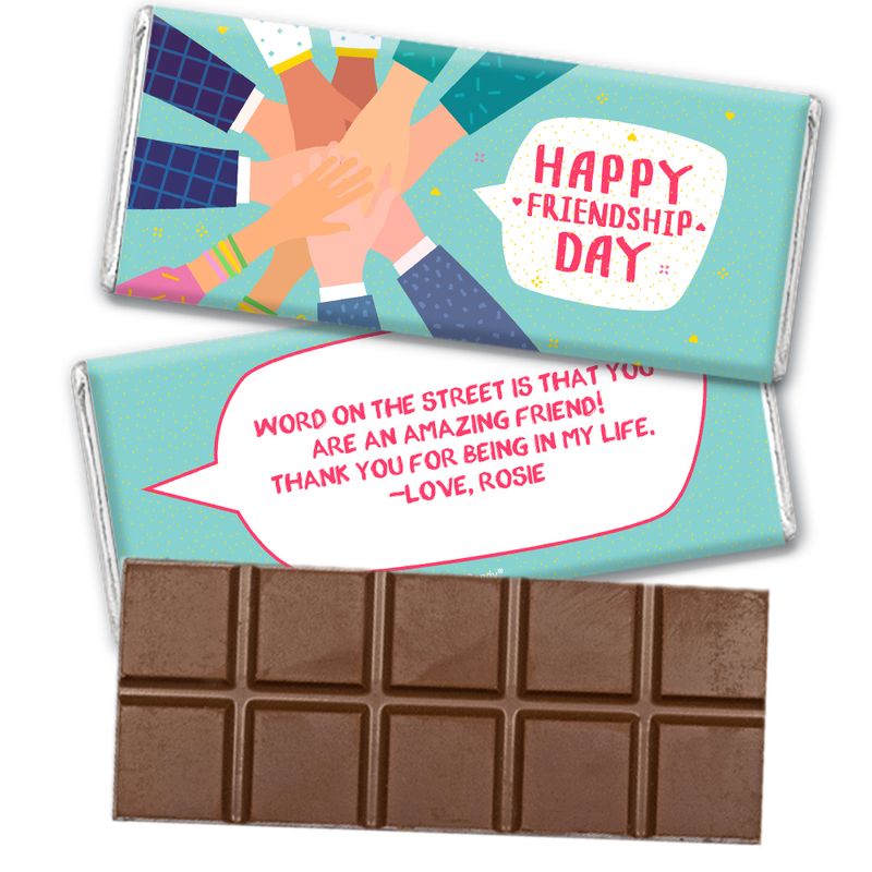 Personalized Happy Friendship Day Word Bubble Belgian Chocolate Bar ...