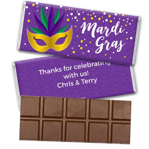 Personalized Mardi Gras Big Easy Belgian Chocolate Bar & Wrapper