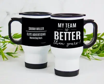 personalized business handle travel mugs
