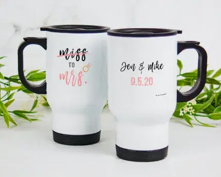 personalized wedding handle travel mugs