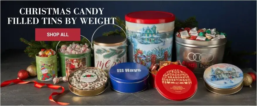 Christmas Candy Filled Tins by Weight