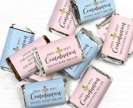 Personalized Communion Gourmet infused Chocolate Bars