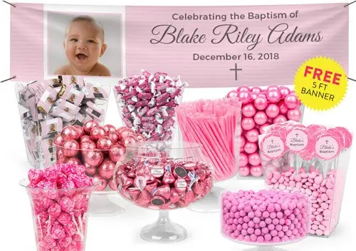 Baptism Party Candy Tables