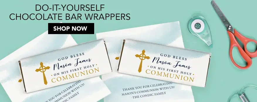 DO IT YOURSELF COMMUNION CHOCOLATE BAR WRAPPERS