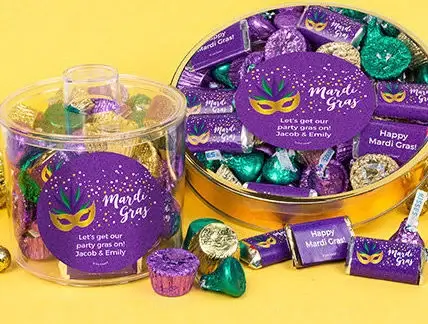 Personalized Mardi Gras Celebrate - Milk Chocolate M&Ms 