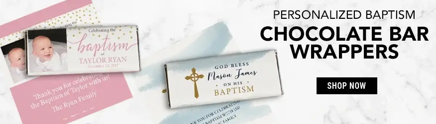 Personalized Baptism Chocolate Bar Wrappers &amp; Boxes